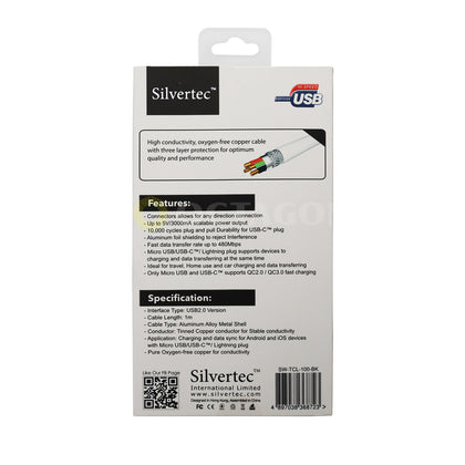 SILVERTEC SW-TCL-100-BK USB-A TO USB-C