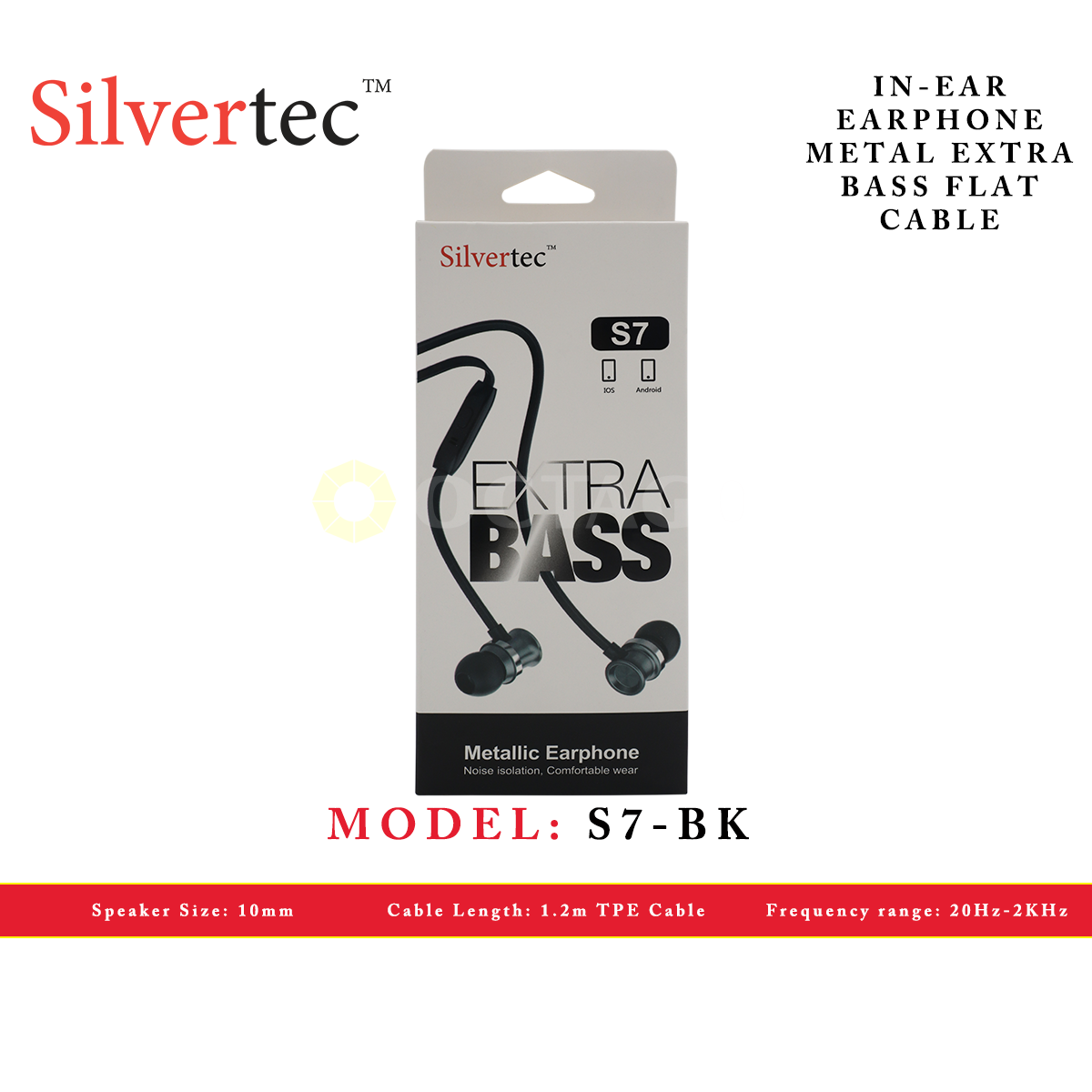 SILVERTEC S7-BK BLACK IN-EAR EARPHONE