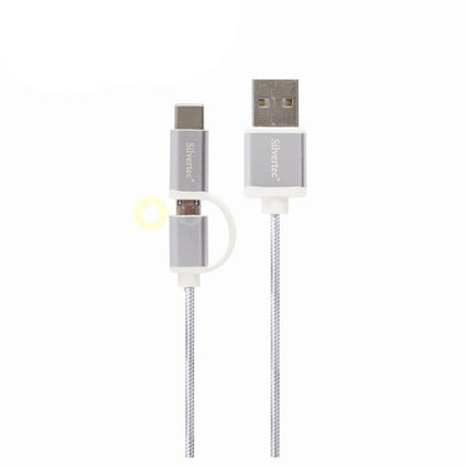 Silvertec TCM10-SL 2-in-1 USB-A to USB-C/ Micro USB Cable 1M