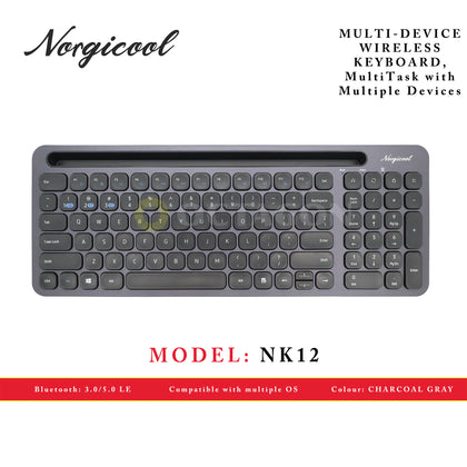 NORGICOOL NK12-CG WL/BT KEYBOARD MULTI-DEVICE