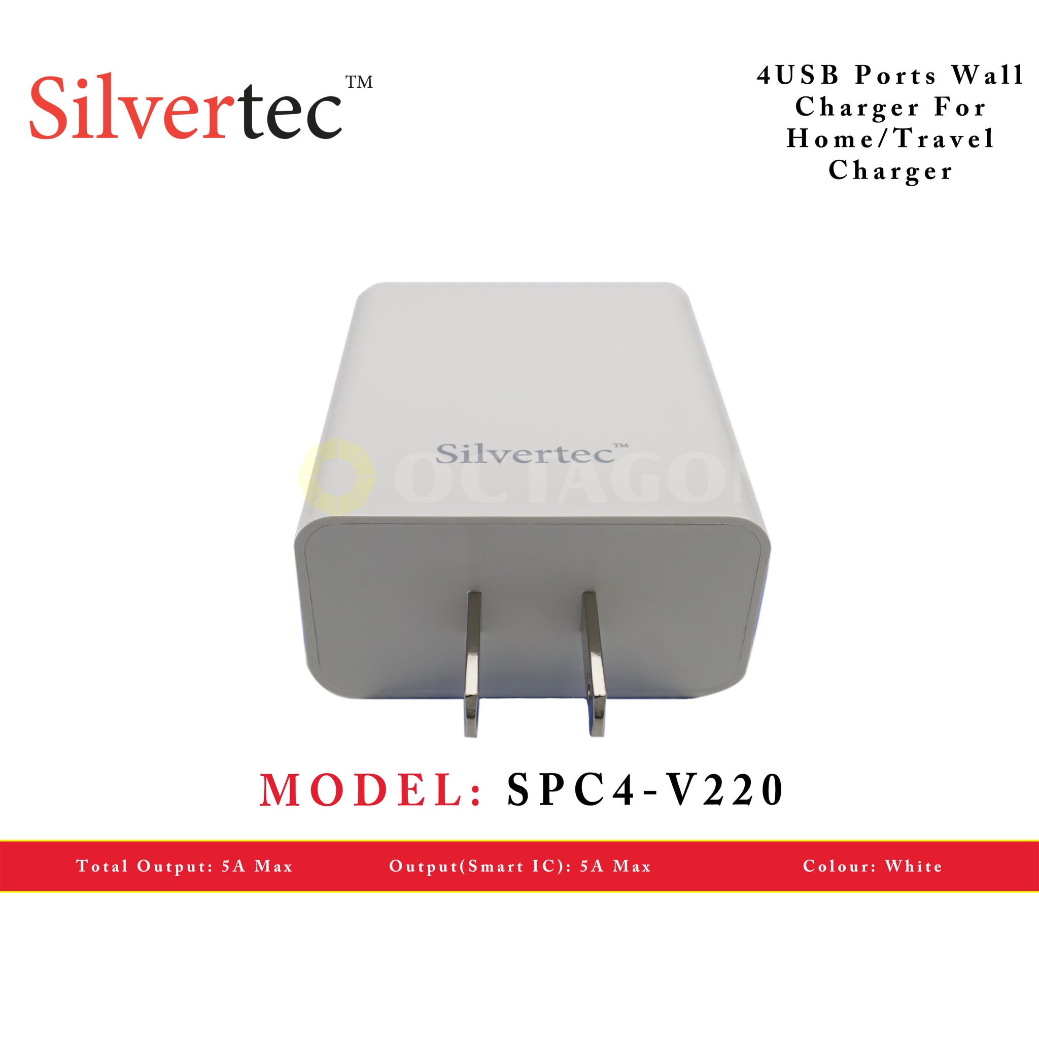 SILVERTEC SPC4-V220-WH 4-USB PORTS 25A