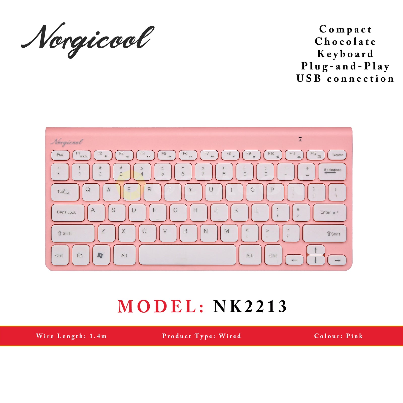 NORGICOOL NK2213-PK USB KEYBOARD COMPACT