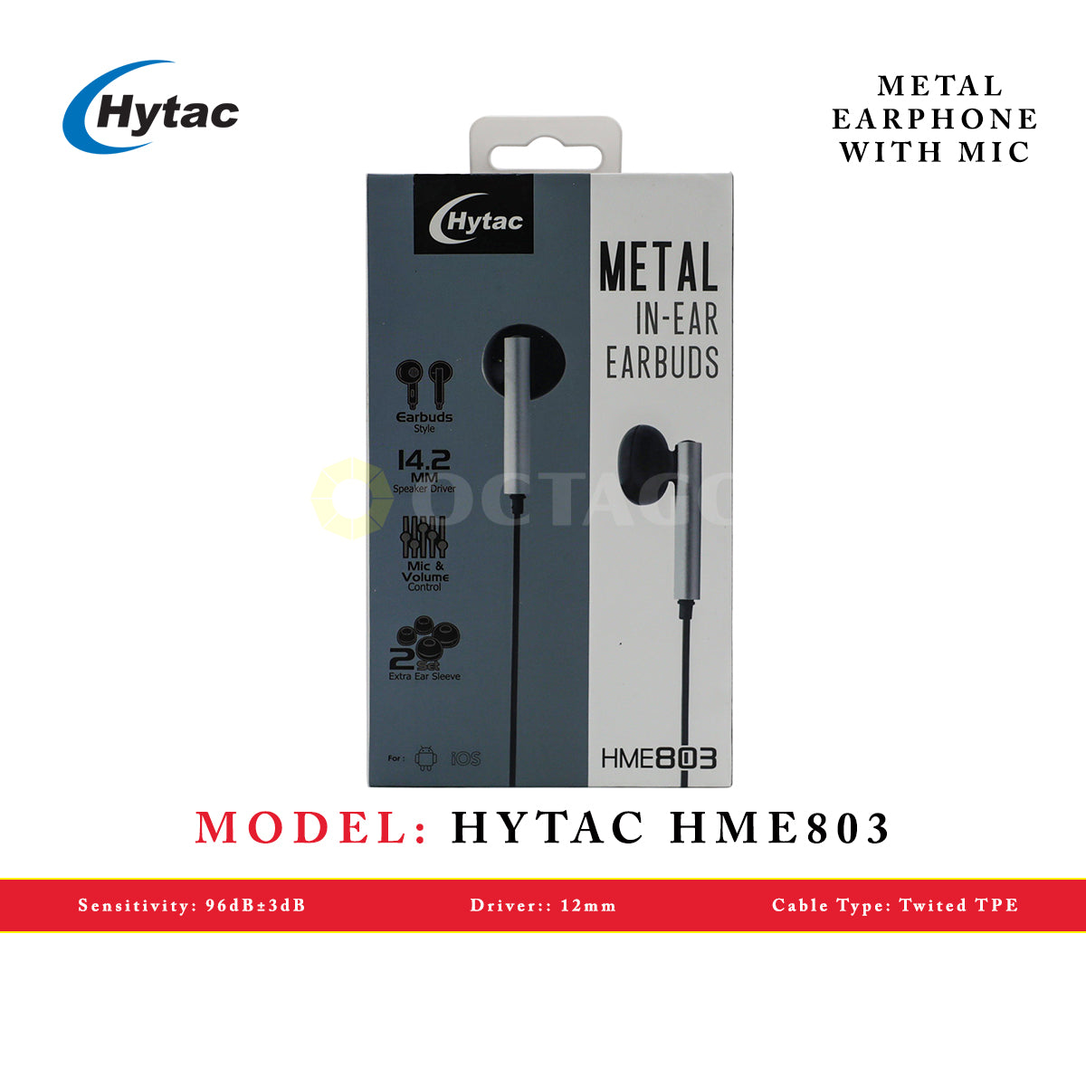 HYTAC HME803 SILVER METAL EARPHONE WITH MIC