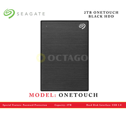 SEAGATE 2TB ONETOUCH BLACK HDD W/ PW