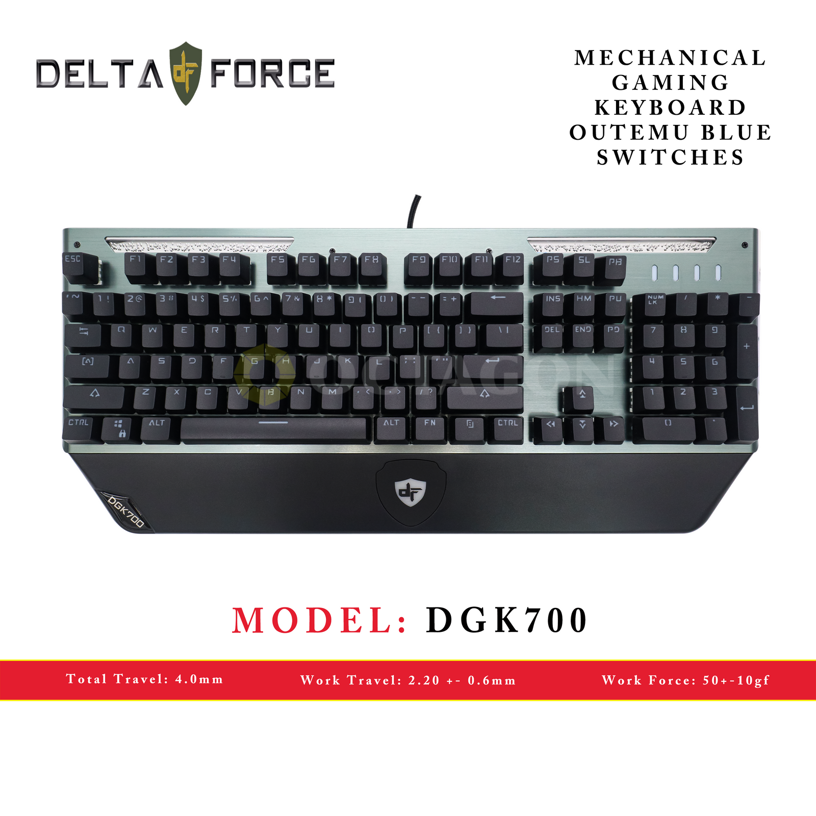 DELTA FORCE DGK700 USB GAMING KEYBOARD MECHANICAL RGB 104 KEYS