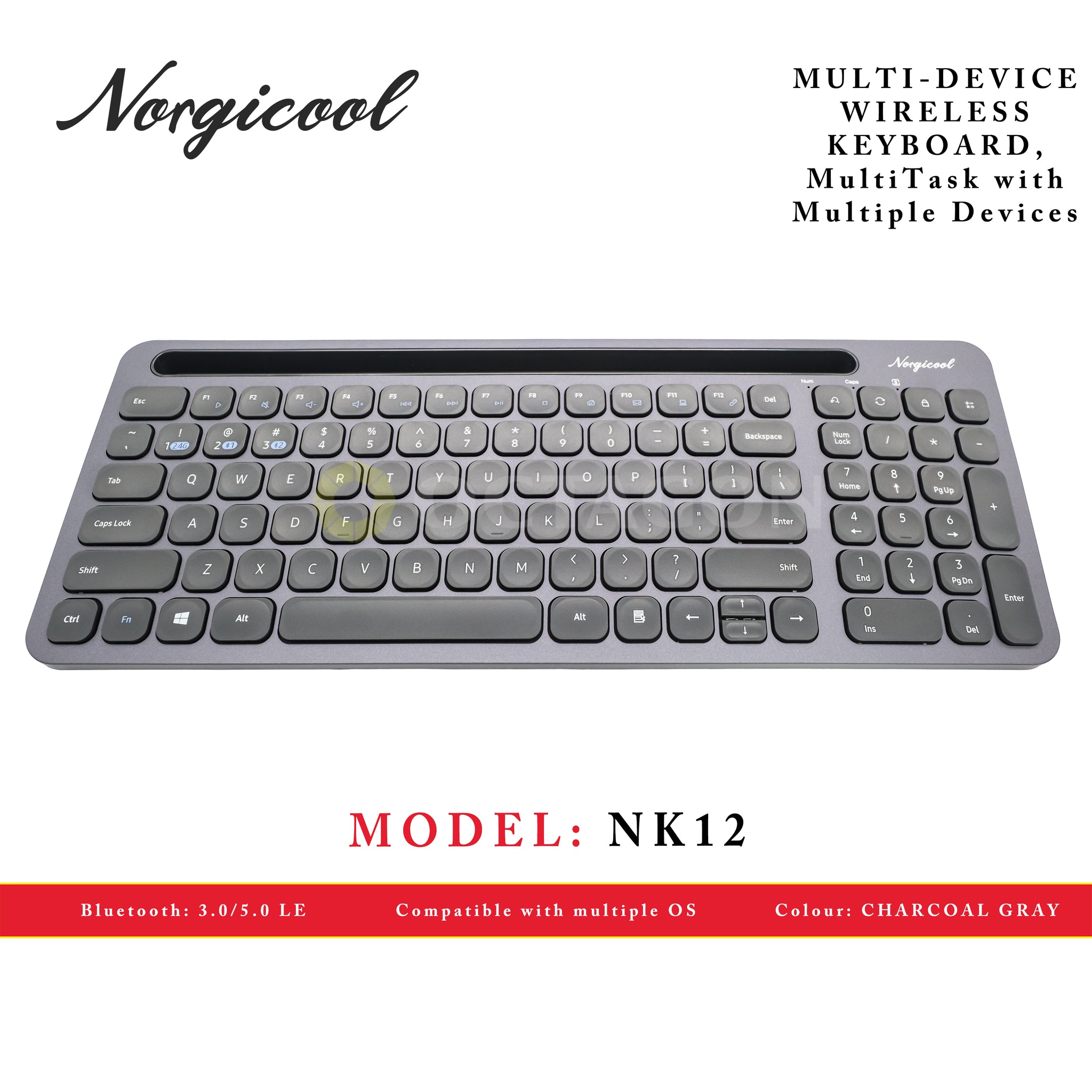 NORGICOOL NK12-CG WL/BT KEYBOARD MULTI-DEVICE