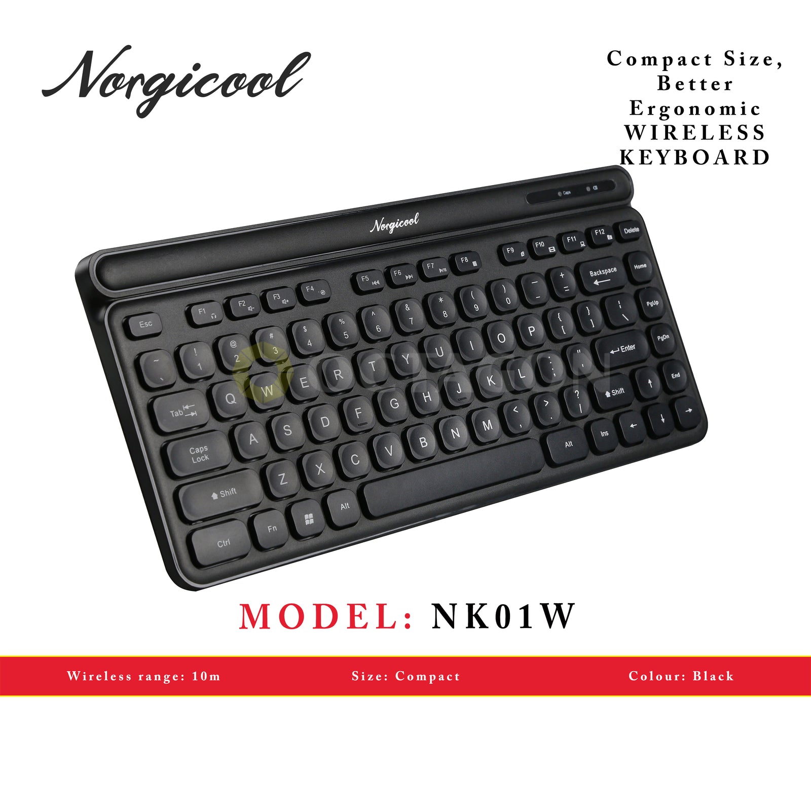 NORGICOOL NK01W-BK WL KEYBOARD BLACK