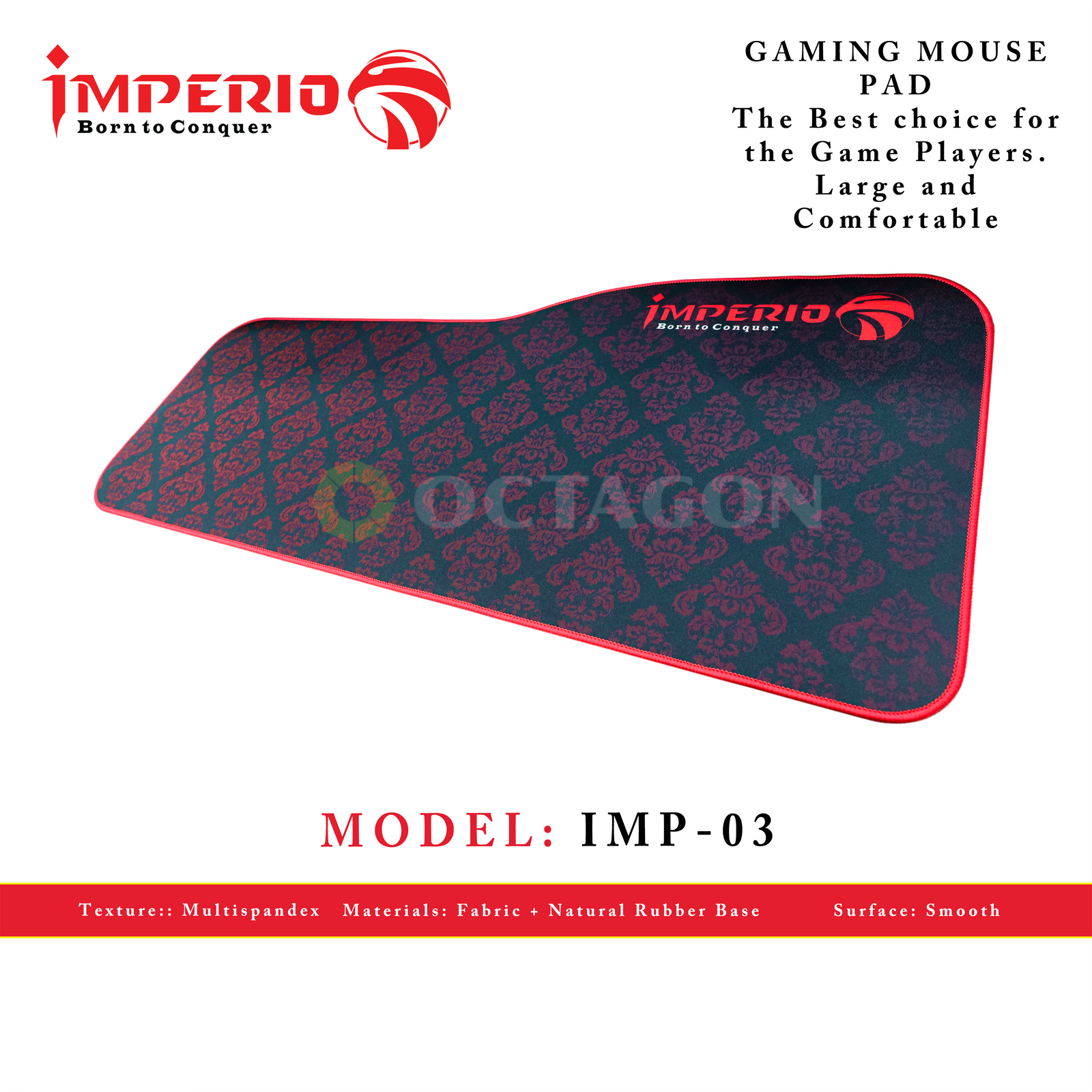 IMPERIO IMP-03 RED STITCHES GAMING MOUSE PAD 345X795X3MM
