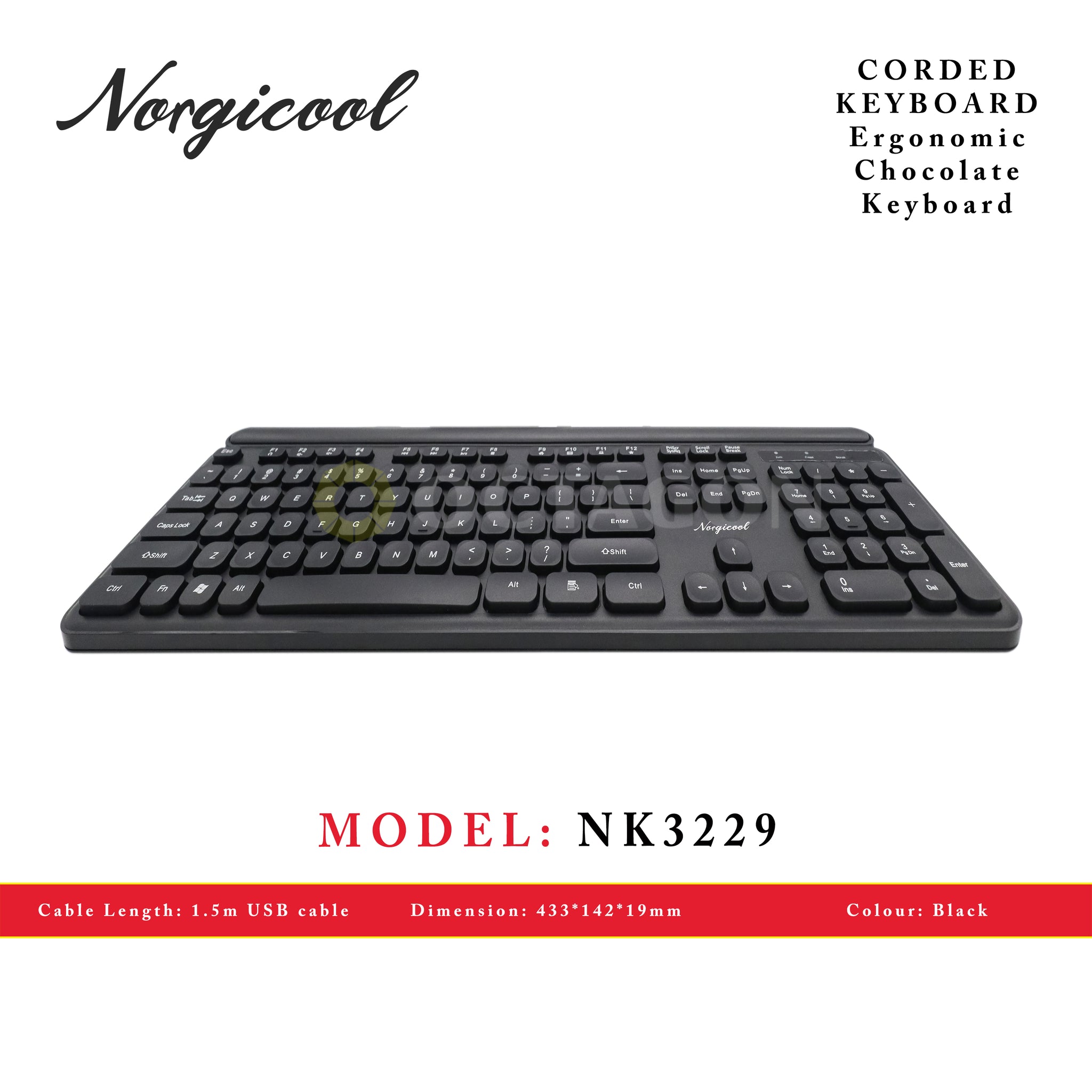 NORGICOOL NK3229 USB KEYBOARD ERGONOMIC CHOCOLATE STYLE