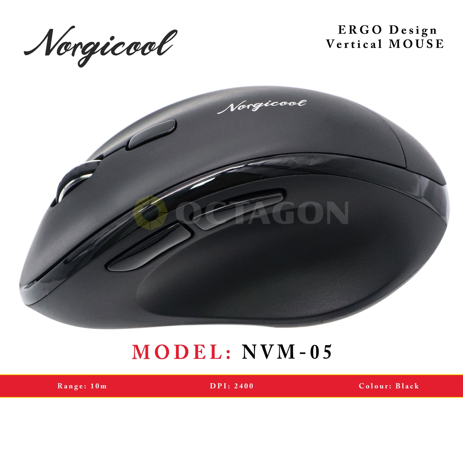 NORGICOOL NVM05 VERTICAL WL MOUSE BLACK