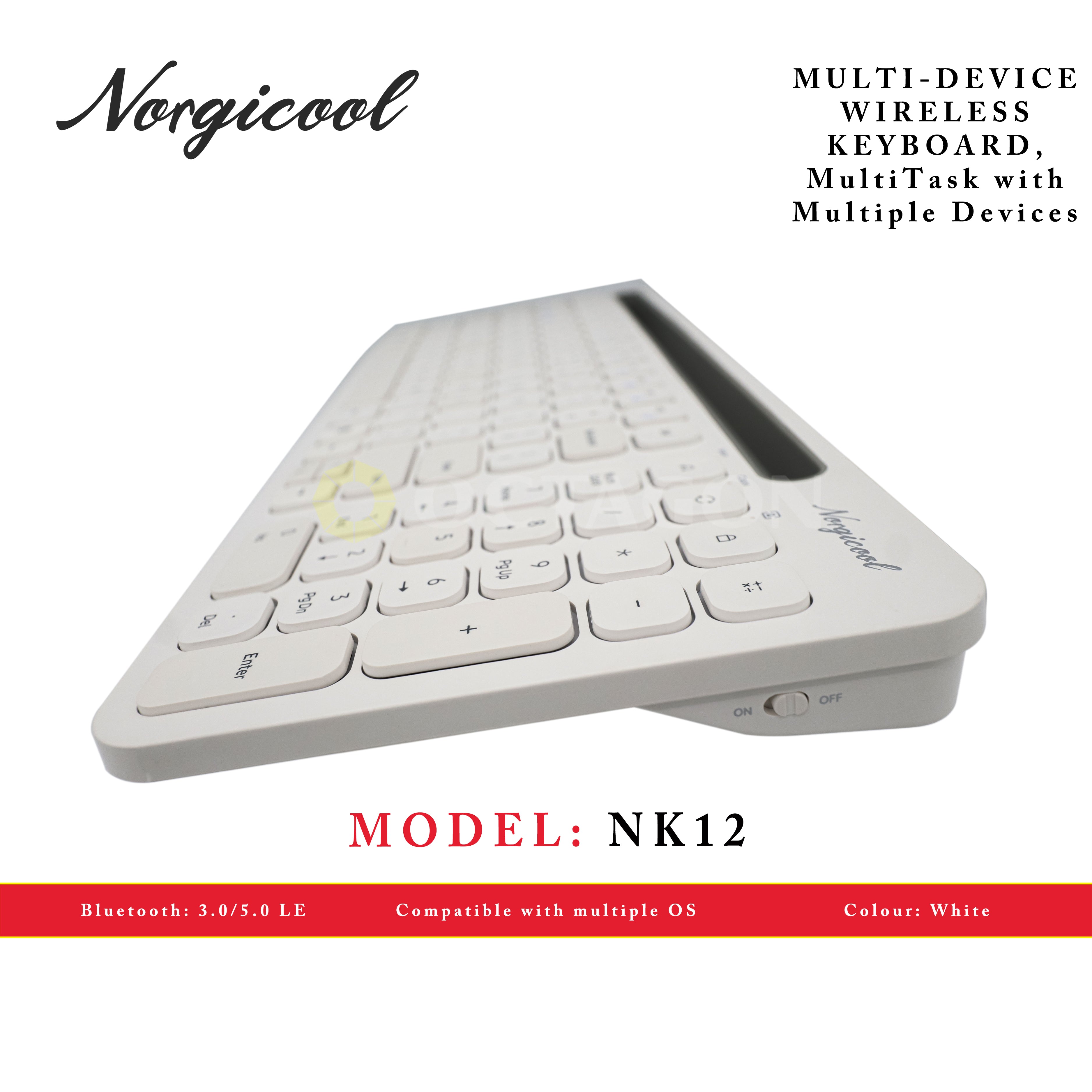 NORGICOOL NK12-WH WL/BT KEYBOARD MULTI-DEVICE