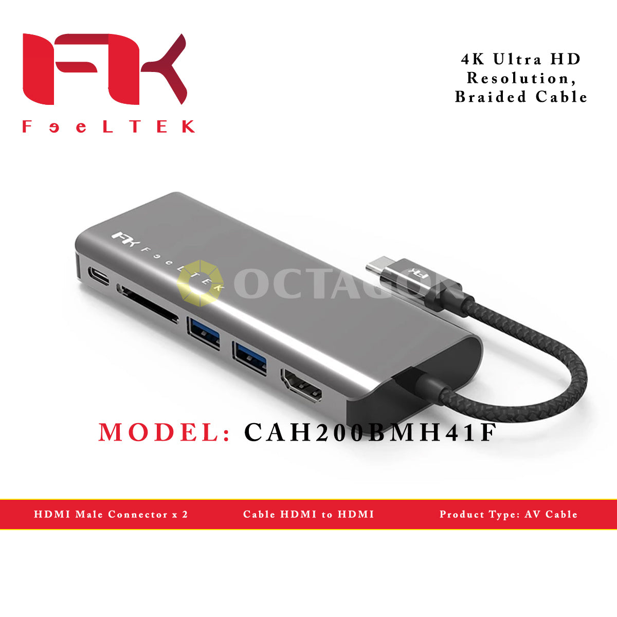 FEELTEK PORTABLE 6-IN-1 USB-C HUB SILVER