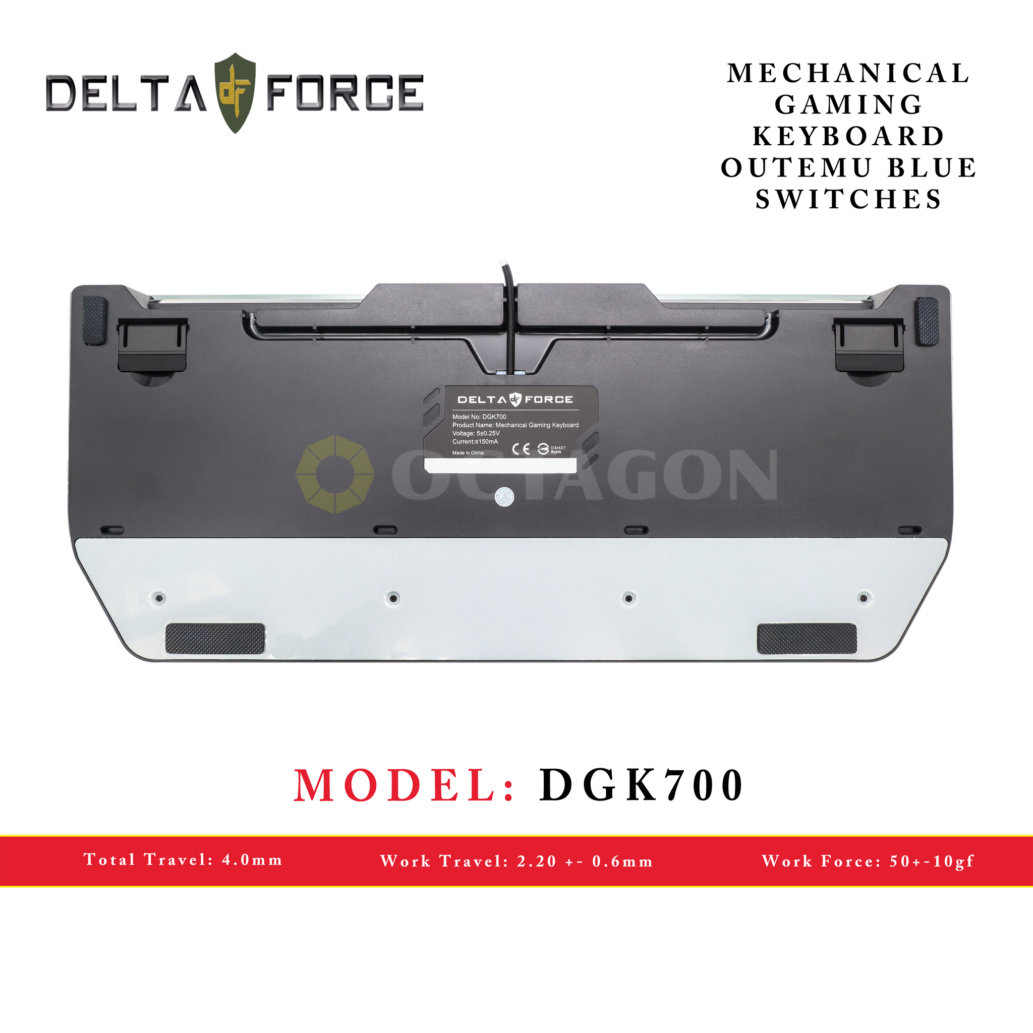 DELTA FORCE DGK700 USB GAMING KEYBOARD MECHANICAL RGB 104 KEYS