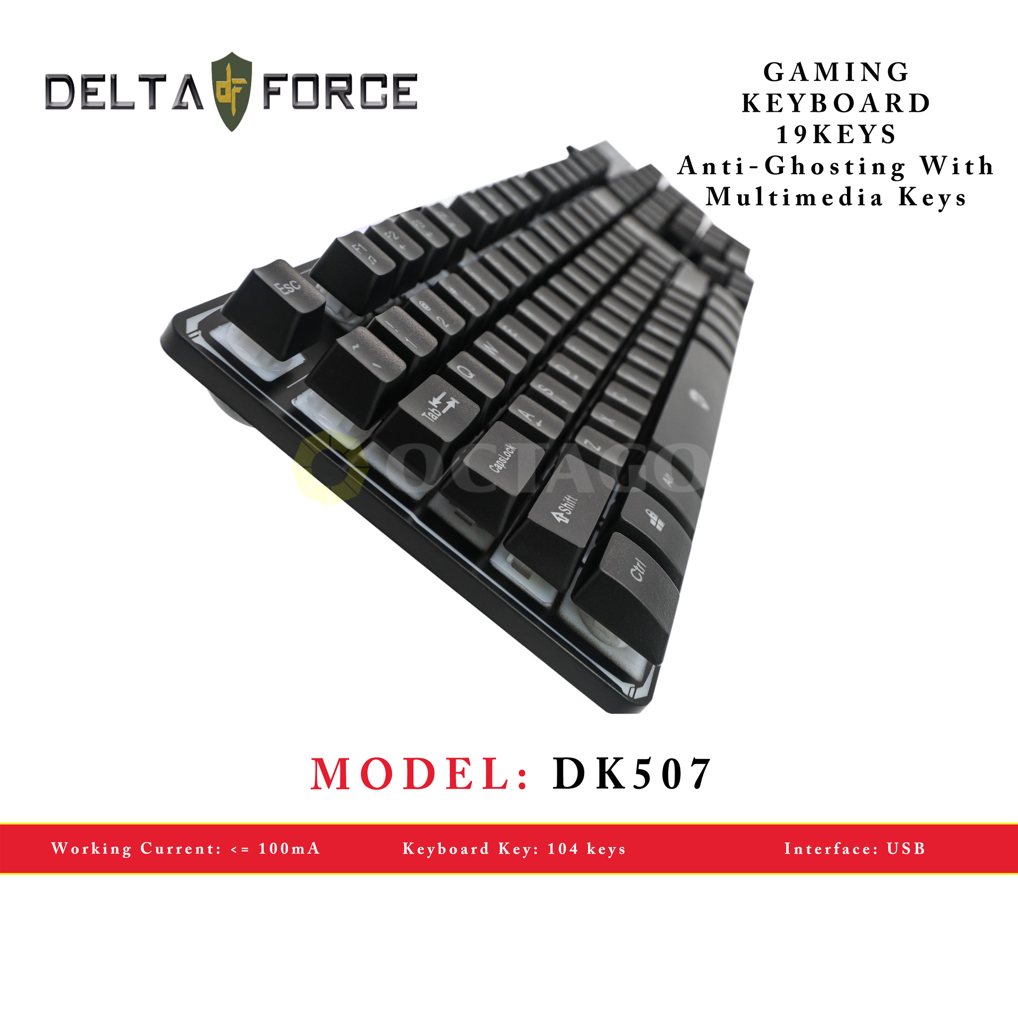 DELTA FORCE DK507 USB GAMING KEYBOARD RAINBOW 19 ANTI-GHOST KEYS DELTA FORCE DK507 USB GAMING KEYBOARD RAINBOW 19 ANTI-GHOST KEYS