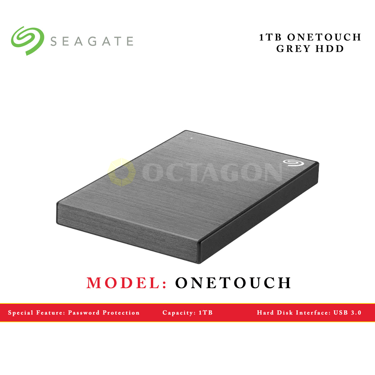SEAGATE 1TB ONETOUCH HDD W/ PW