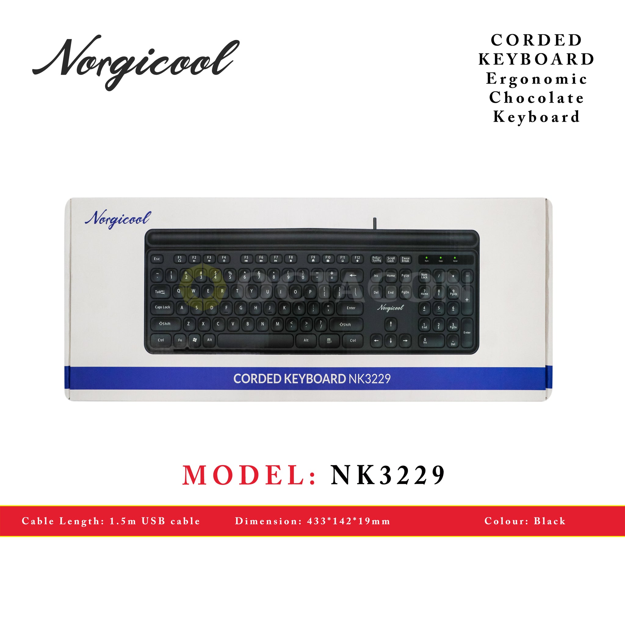 NORGICOOL NK3229 USB KEYBOARD ERGONOMIC CHOCOLATE STYLE