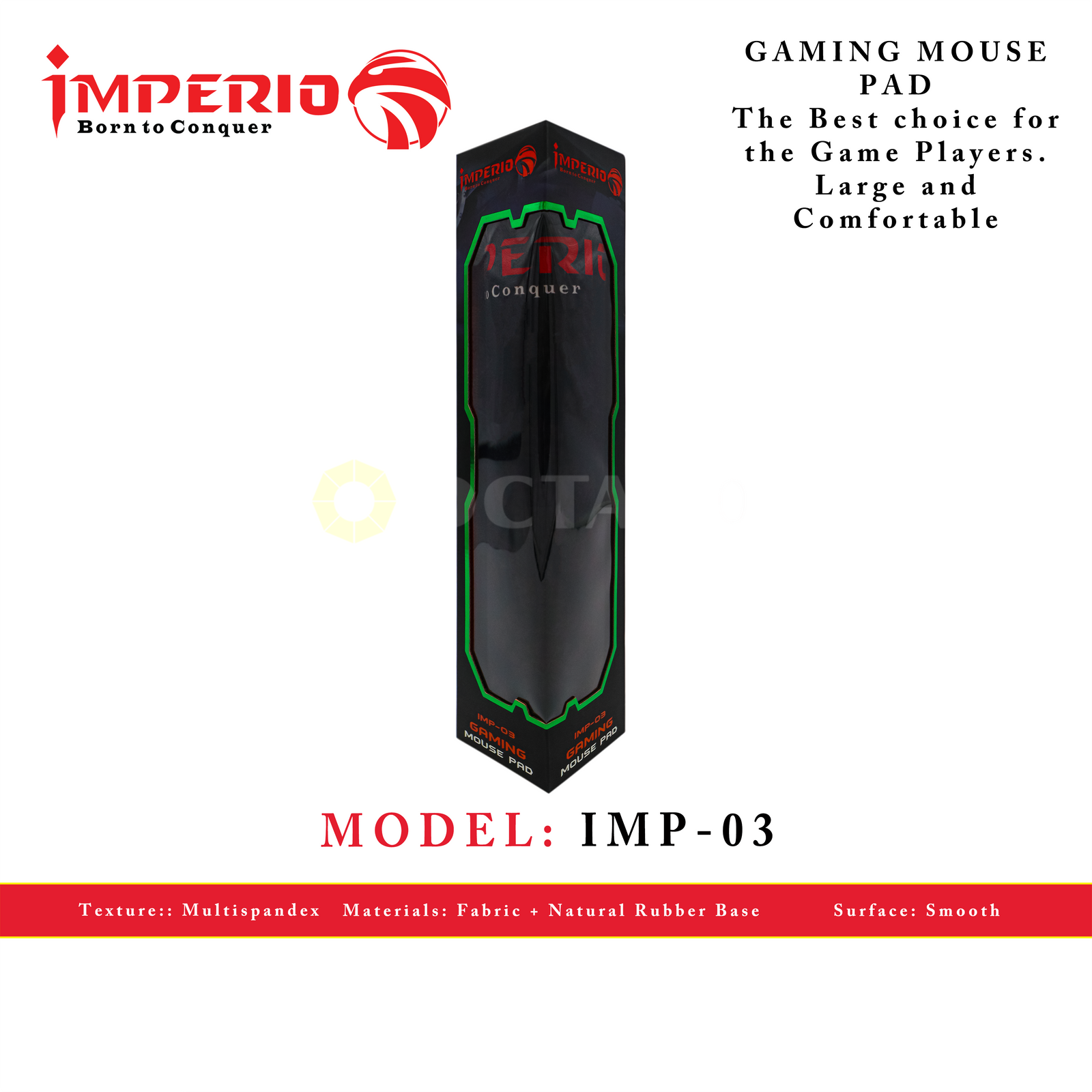 IMPERIO IMP-03 RED STITCHES GAMING MOUSE PAD 345X795X3MM
