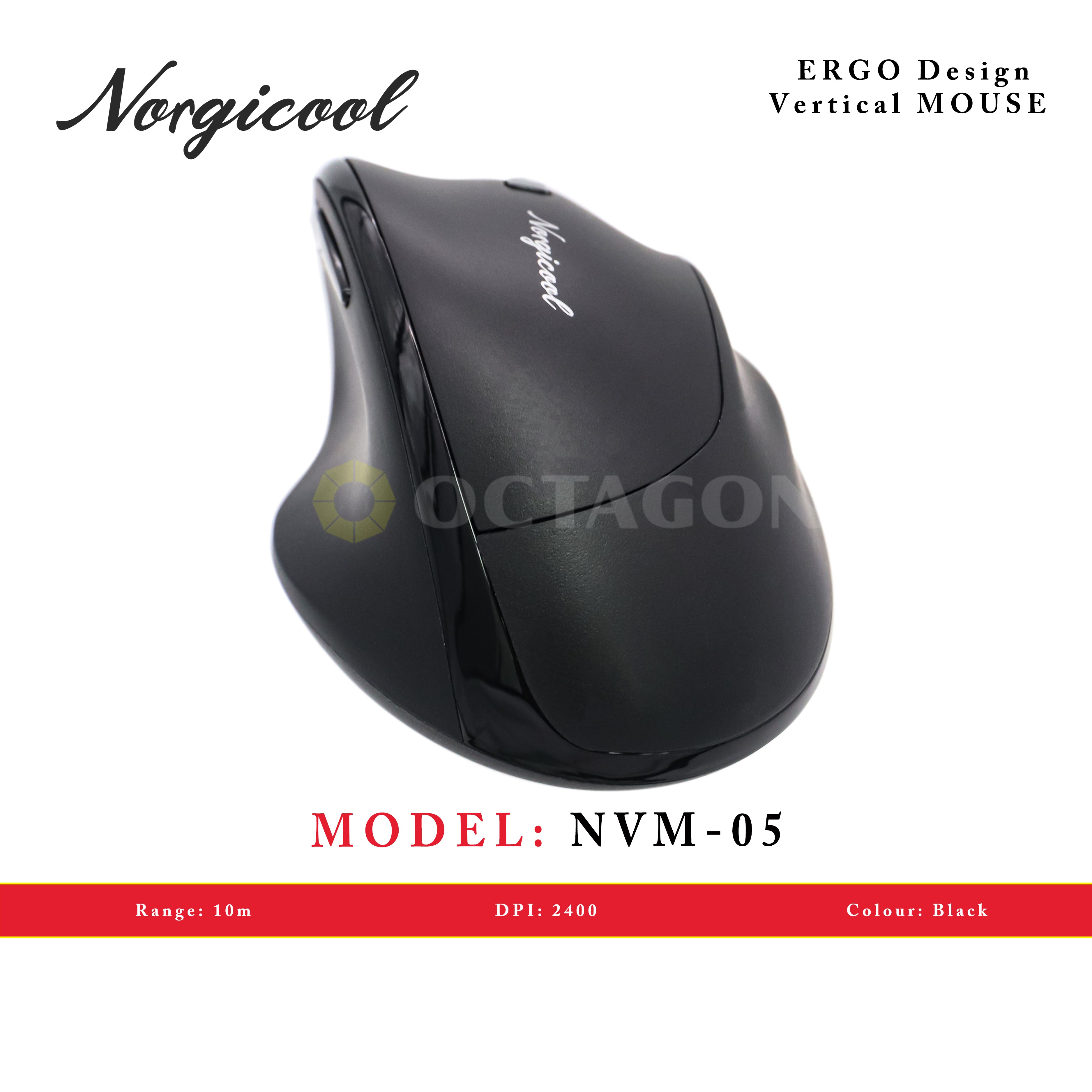 NORGICOOL NVM05 VERTICAL WL MOUSE BLACK