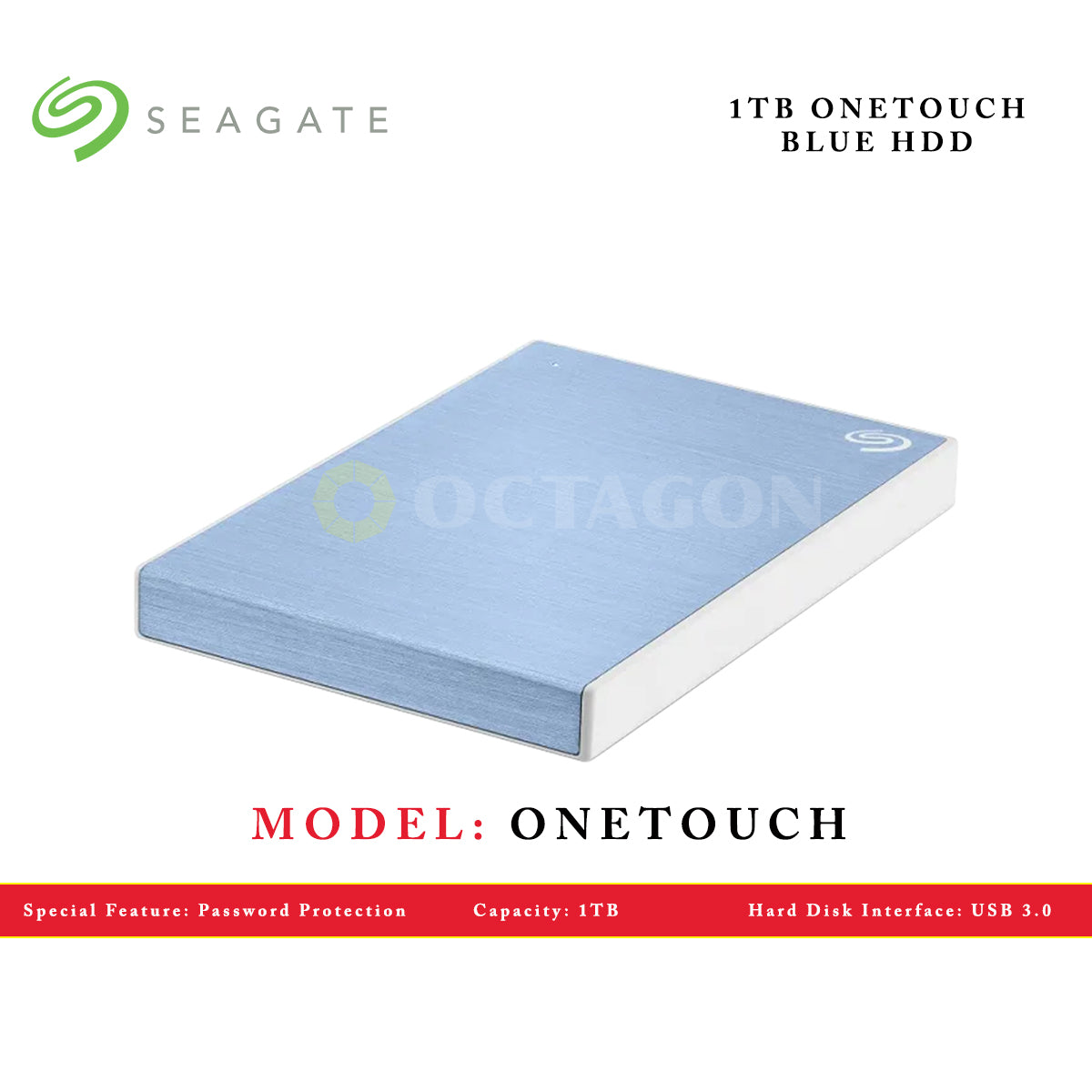 SEAGATE 1TB ONETOUCH HDD W/ PW