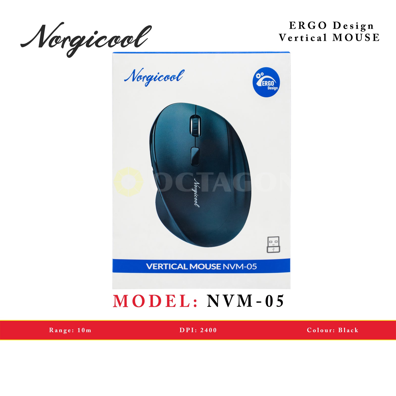 NORGICOOL NVM05 VERTICAL WL MOUSE BLACK