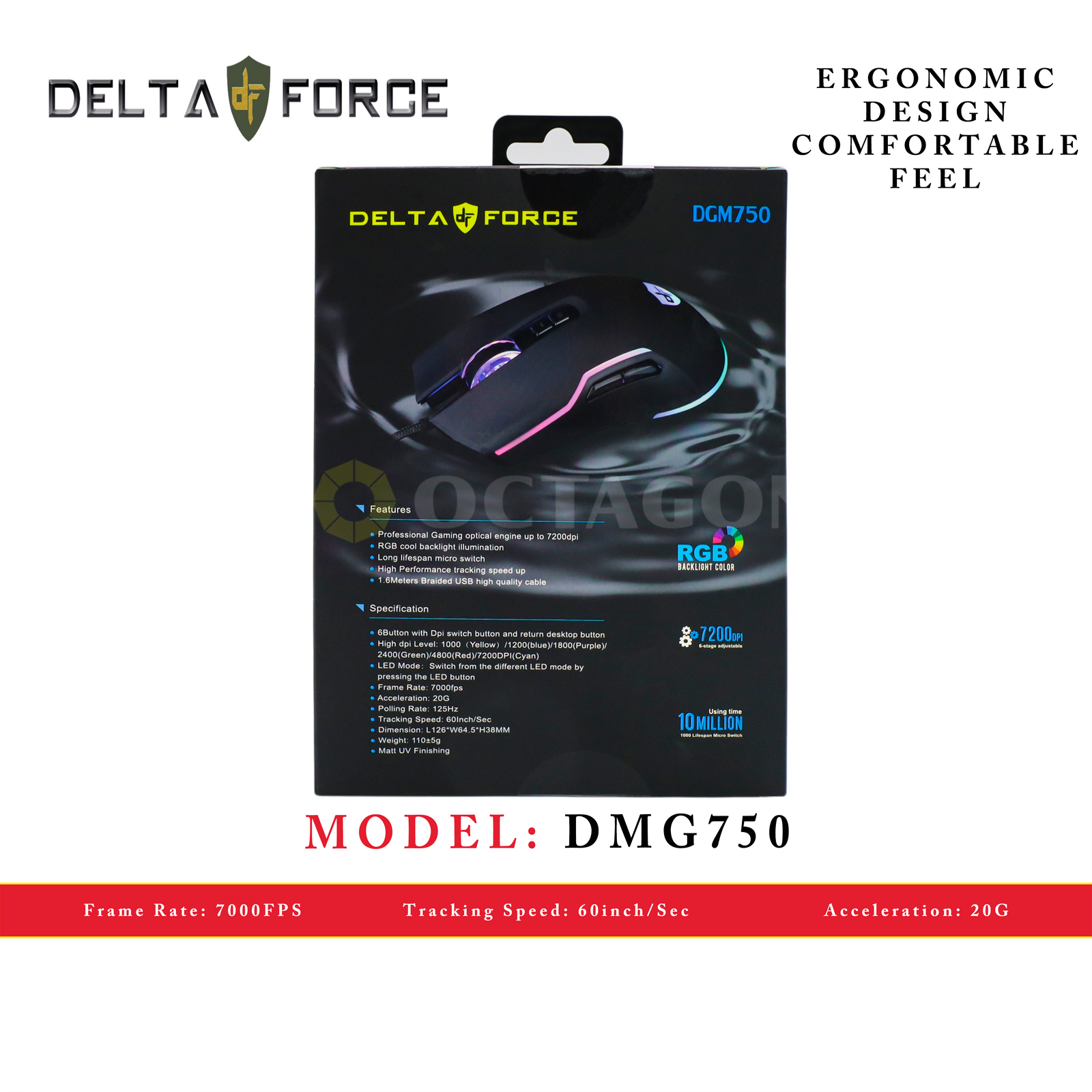 DELTA FORCE DGM750 USB GAMING MOUSE 7200