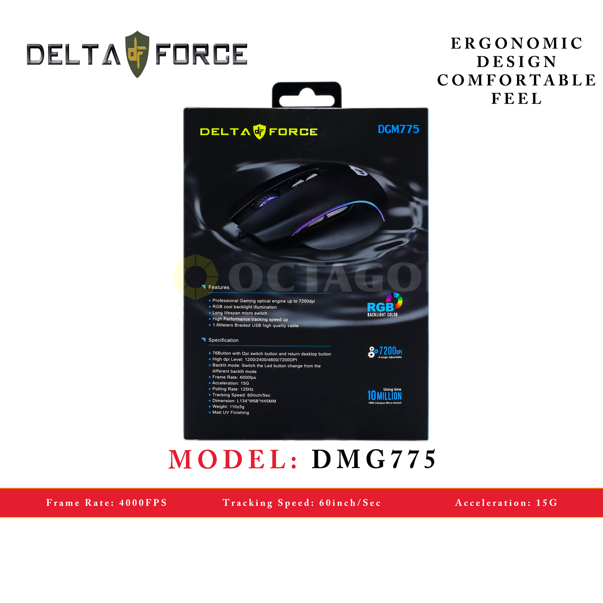 DELTA FORCE DGM775 USB GAMING MOUSE 7200